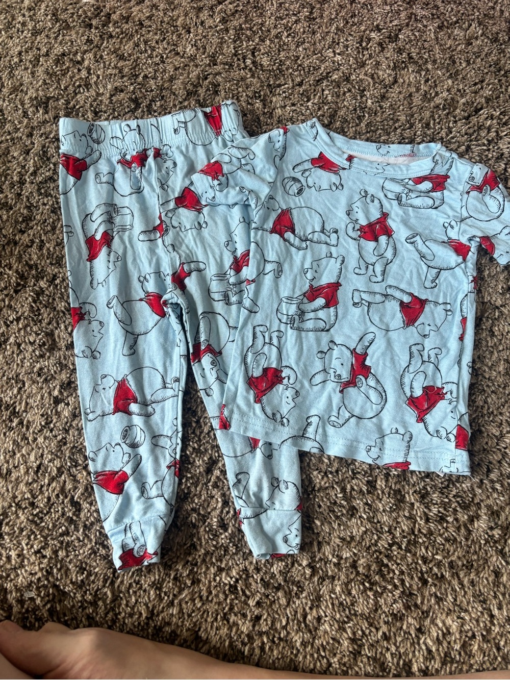 Disney Bamboo Pajama Set with Red Accent - Winnie the Pooh 18 month